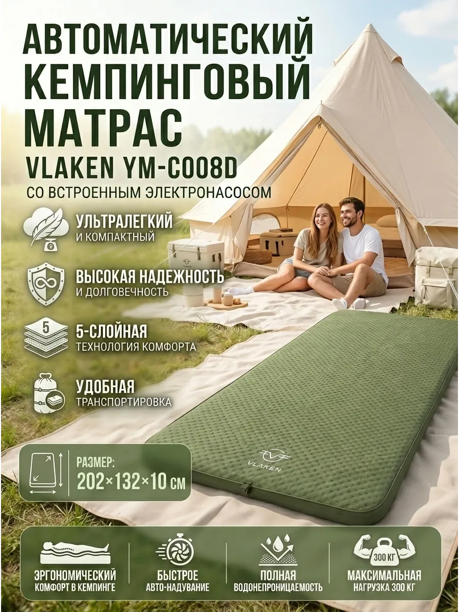 Туристический матрас двуспальный, коврик для сна в палатке