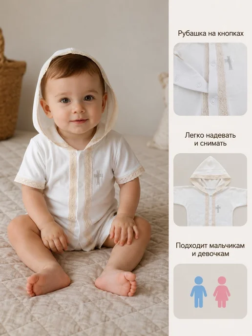 Крестильная рубашка для мальчика, вариант, фото 3