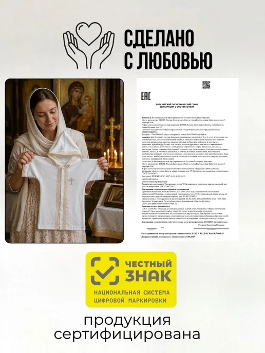 Крестильная рубашка для мальчика, вариант, фото 5