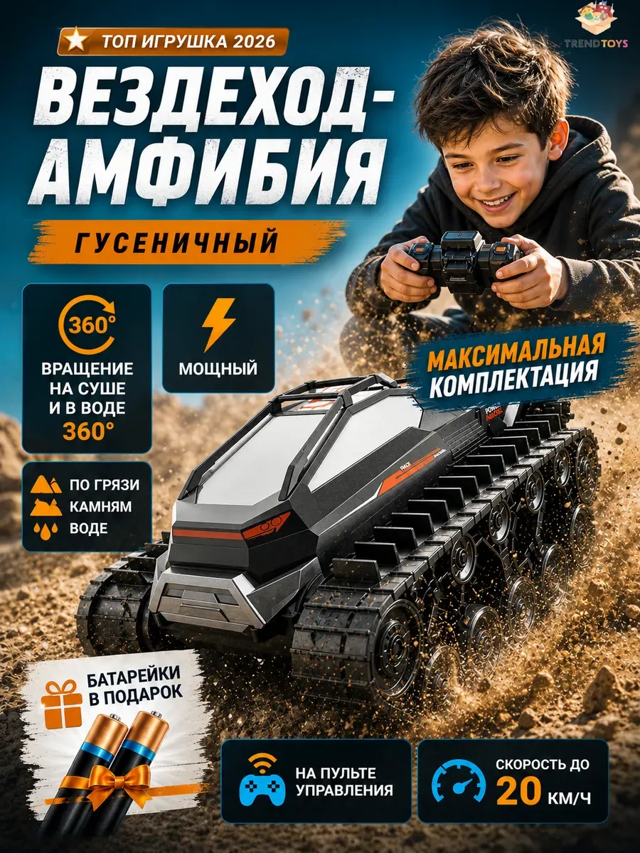 Машинка на пульте управления Вездеход Амфибия