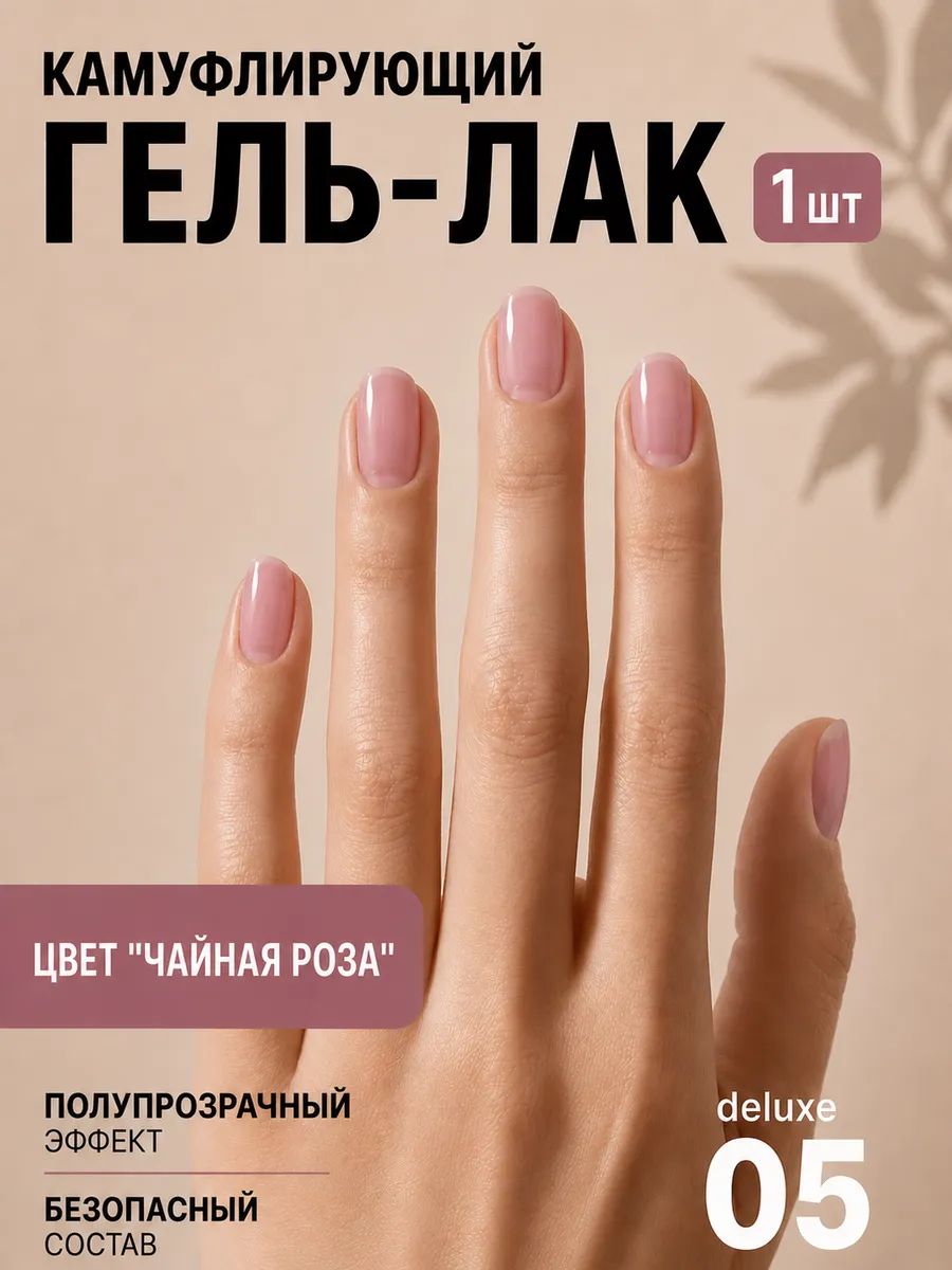 Гель-лак для ногтей нюд deluxe № 5, 1 шт