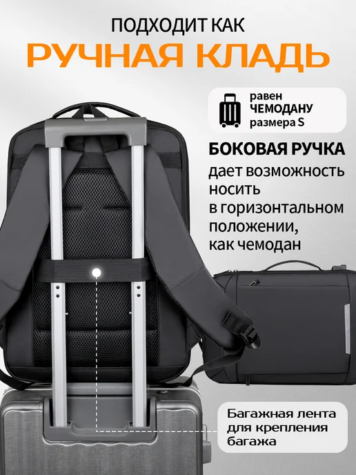 LAN TING BIRD Рюкзак мужской городской для ноутбука путешествий USB черный, черный, фото 6