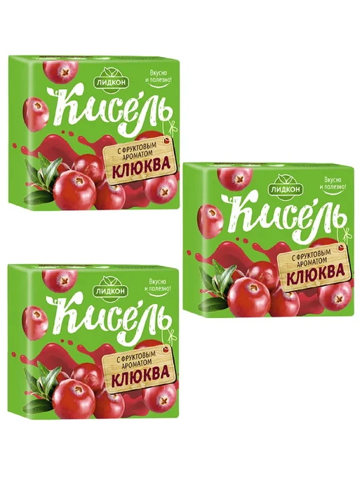 ЛИДКОН Кисель с ароматом Клюква, 220 г, 3 уп, 220 г