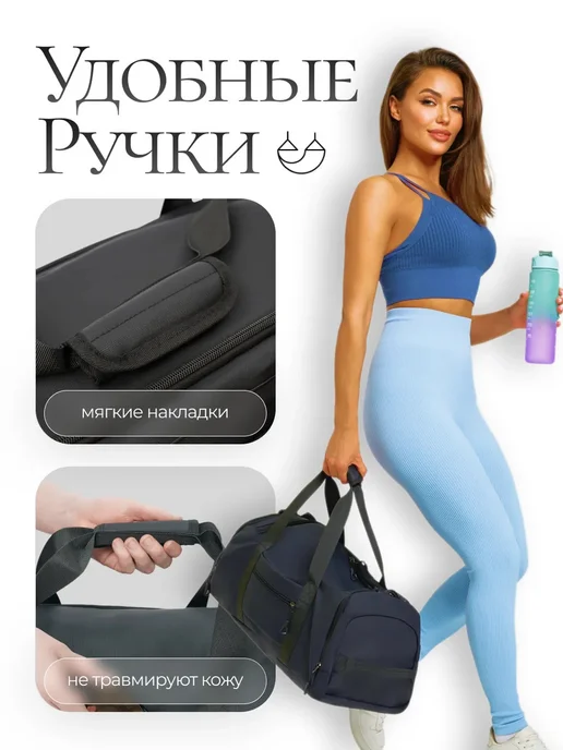 Сумка спортивная дорожная через плечо для фитнеса, бассейна, черный, фото 2