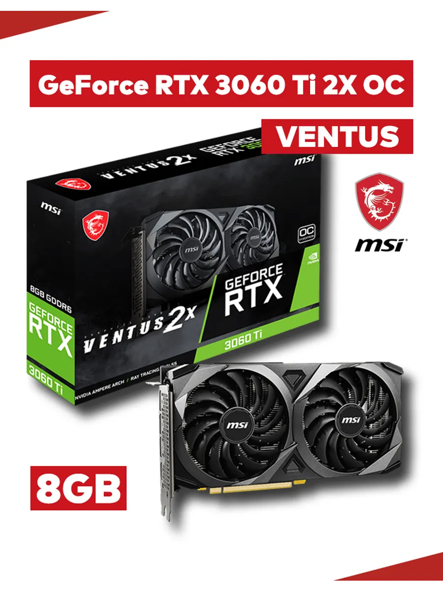 MSI Видеокарта GeForce RTX 3060 Ti VENTUS 2X 8GD6X OC