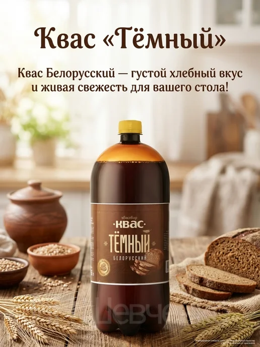 Квасовар Квас «Квасовар» Белорусский, ТЁМНЫЙ 6 шт. по 1,5 л, 1,5 л, 6 шт, фото 2