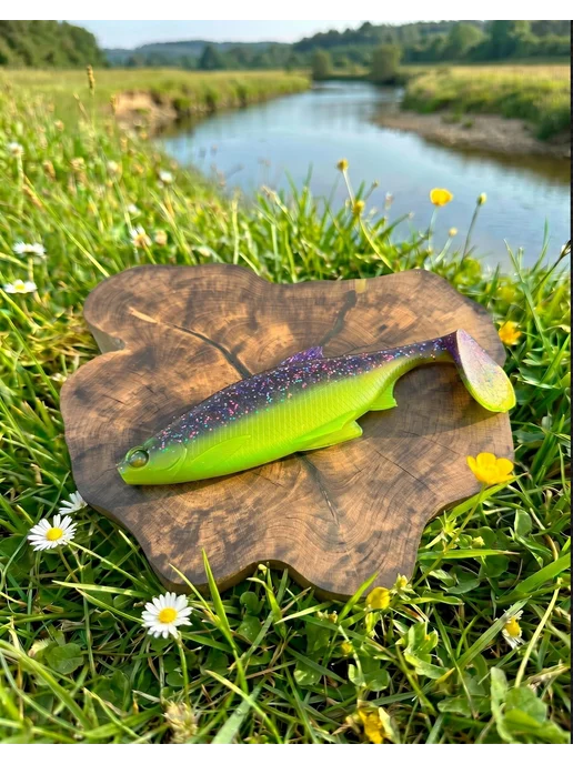 YUMMY Baits Силиконовые приманки виброхвост для рыбалки на щуку судака, зеленый, фото 4