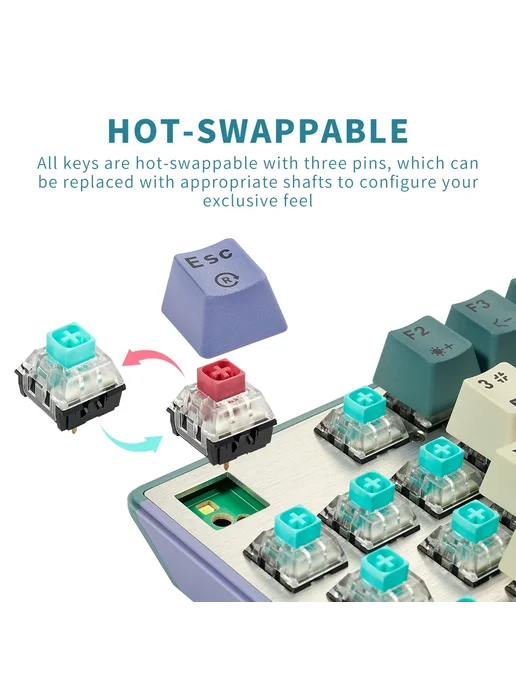 HEXGEARS GK707 игровая клавиатура Elf Blue Switch, синий, фото 4