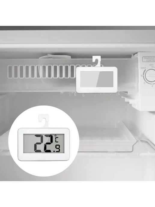 Цифровой термометр для холодильника и комнаты, LCD, белый, белый, фото 4