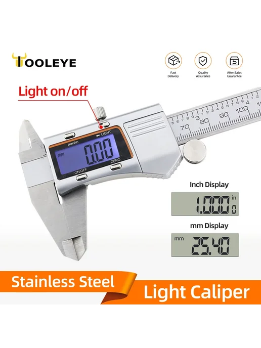 Tooleye Цифровой штангенциркуль 150 мм Fraction Caliper, Цифровой 150 мм, фото 2