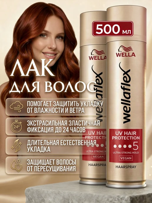 WELLAFLEX Лак для волос профессиональный "Защита от УФ лучей" 250 мл, 500 мл, 2 шт