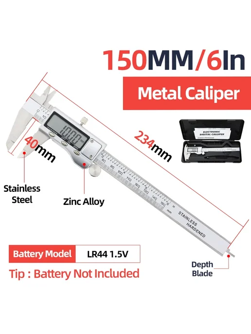 Tooleye Штангенциркуль электронный 150 мм Metal Caliper, вариант