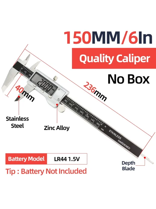 Tooleye Штангенциркуль электронный 150 мм, Quality Caliper, вариант
