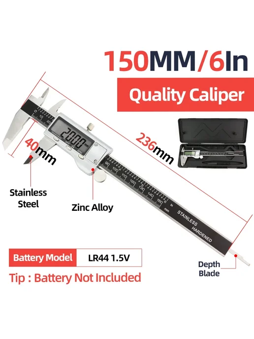 Tooleye Штангенциркуль электронный 150 мм Box Quality Calip, вариант