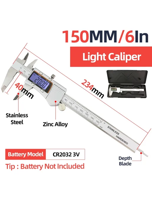 Tooleye Штангенциркуль электронный 150 мм Box Light Caliper, вариант