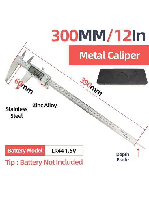 Tooleye Штангенциркуль 300 мм 12" Metal Caliper, Box Metal Caliper 3, вариант
