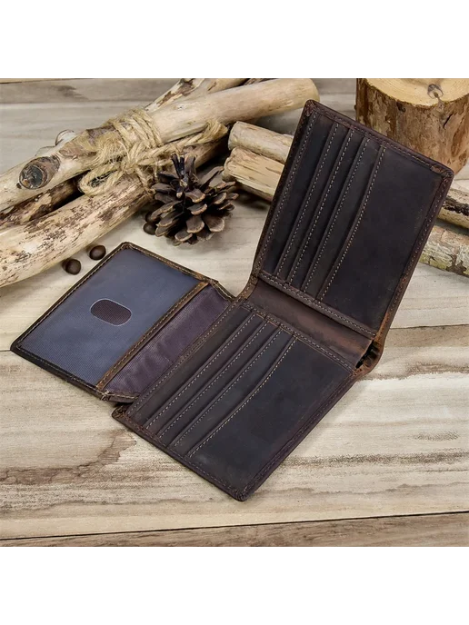 Newsbirds Бумажник из натуральной кожи 6008 Dark Brown, коричневый, фото 2