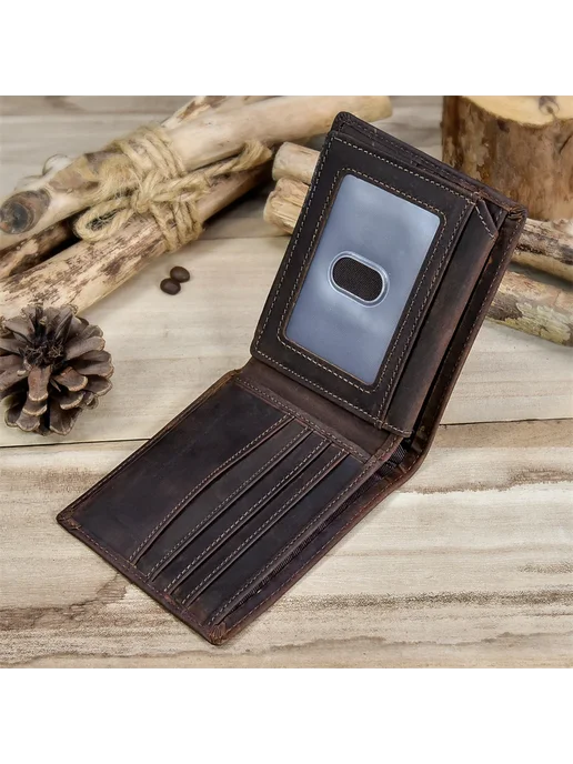 Newsbirds Бумажник из натуральной кожи 6008 Dark Brown, коричневый, фото 3