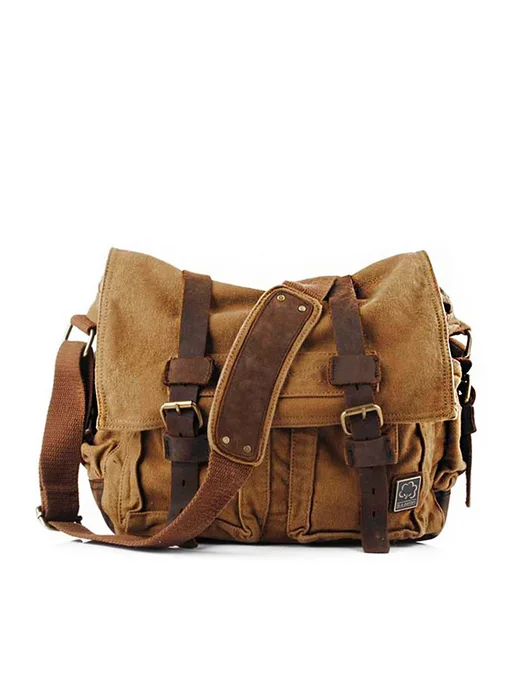 IGETBAG Черная мужская сумка-мессенджер из парусины Medium 35x10x30с, 35x10x30, фото 3