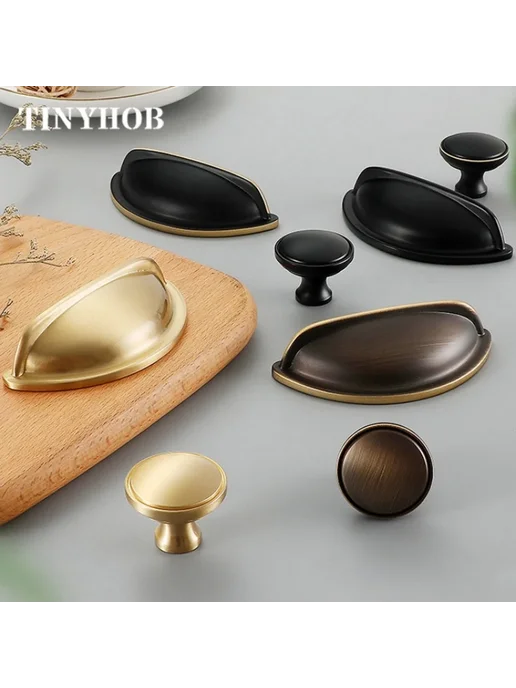 TINYHOB Латунные ручки для шкафов бронзовые, черные, 76 мм, черный, фото 2