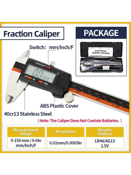 Нет бренда Штангенциркуль Dial Caliper 0-150 мм, 40cr13, вариант