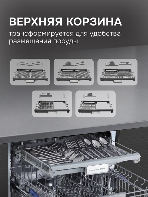 Zigmund & Shtain Посудомоечная машина встраиваемая 60 см DW 313.6, серый, фото 7