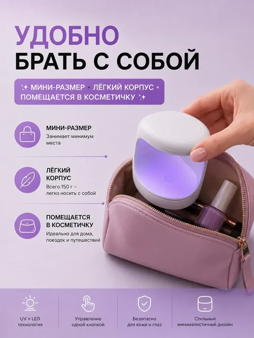 Скупай Все Маникюрная лампа для сушки гель лака домашняя мини, белый, фото 3