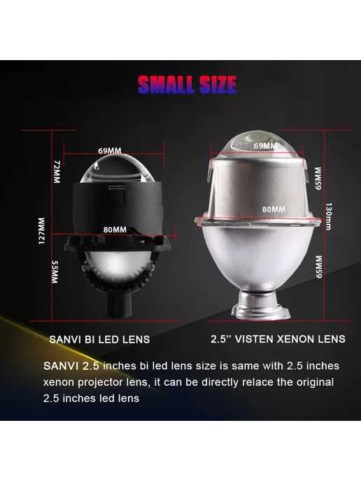 SANVI 2,5 дюймовый S8 Bi светодиодный прожекторный объектив, вариант, фото 4