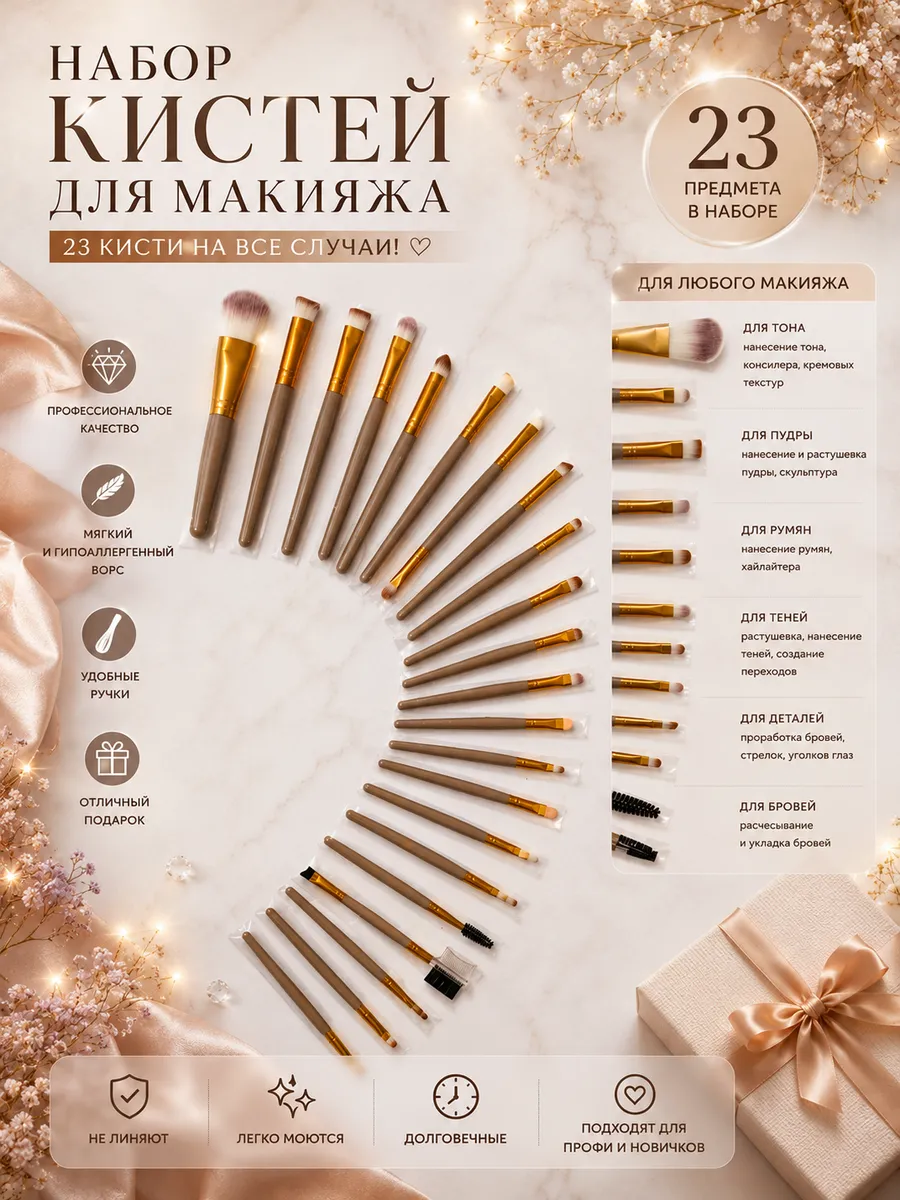Набор кистей для макияжа 22 штук
