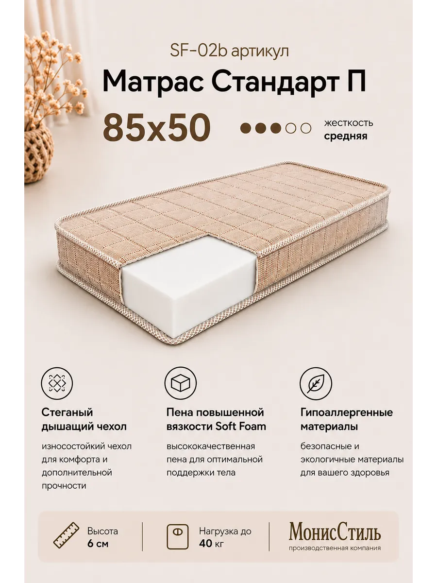 SF-02b Матрас "Стандарт П" 85*50*6
