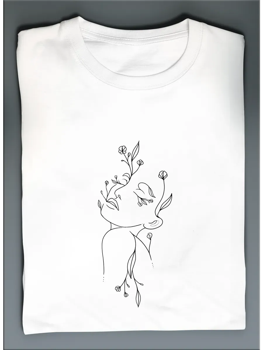 Футболка line art одна линия абстракция стильная