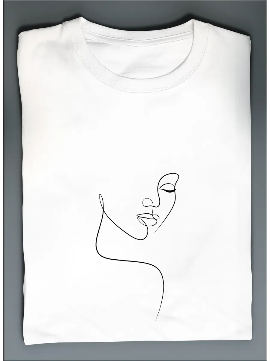 Футболка одна линия line art абстракция контур стиль