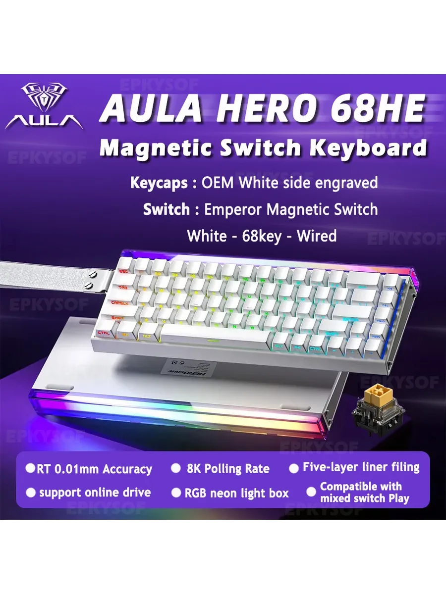 EPKYSOF AULA HERO 68HE White Механическая клавиатура
