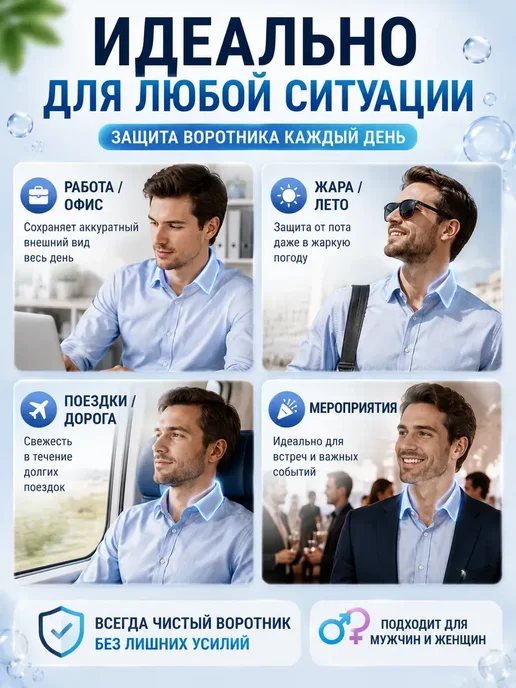 amonie5 Наклейки на воротник рубашки от пота и загрязнений, 10 шт, фото 3