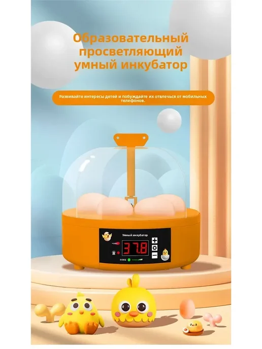 Инкубатор для яиц автоматический с автоповоротом 6 яиц, оранжевый, фото 3