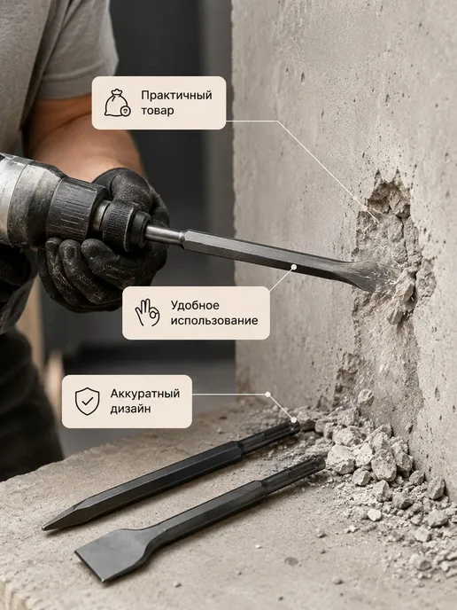 Набор для перфоратора пика зубило лопатка sds plus 3PC, вариант, фото 2