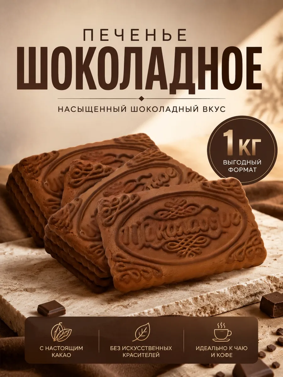 Печенье сахарное шоколадное 1 кг