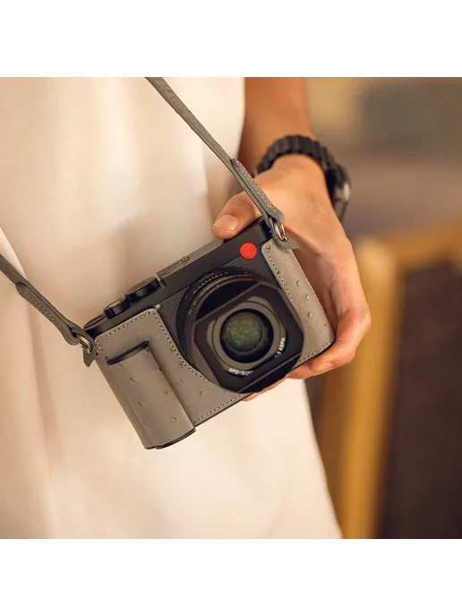 MeiRaN Винтажный кожаный чехол для Leica Q3 Черный, Ostrich, черный, фото 3