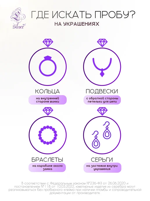 L-Silver Серебряные запонки с улекситом, серебристый, фото 8