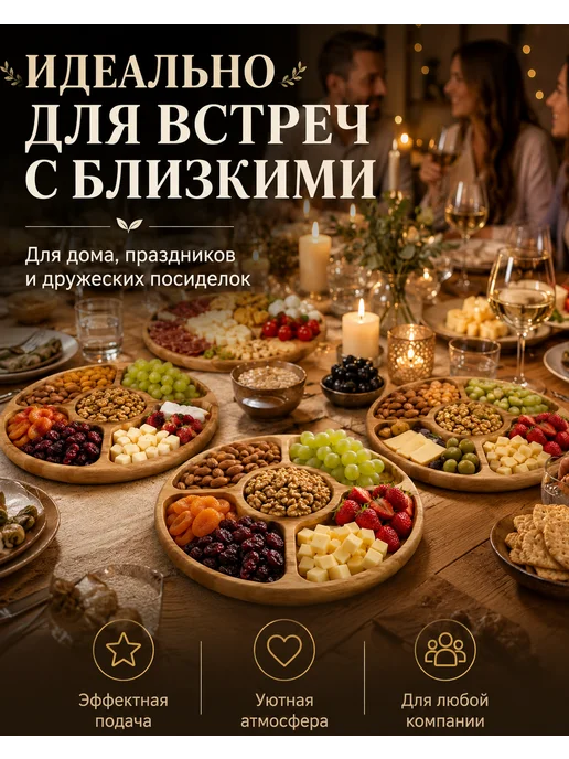 ENGENE Менажница деревянная, бежевый, фото 5
