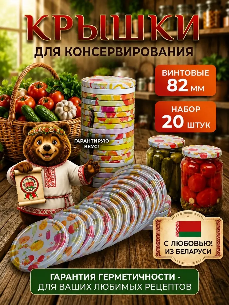 Крышки для банок винтовые 82 мм 20 шт
