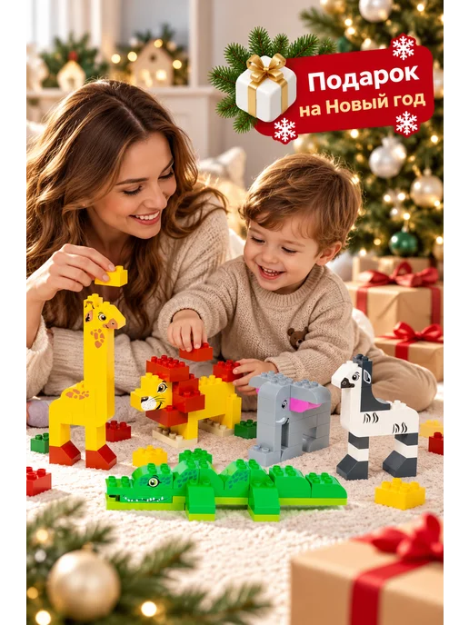 Полесье Большой Конструктор Животные Африки совместим с lego duplo, серый, фото 2