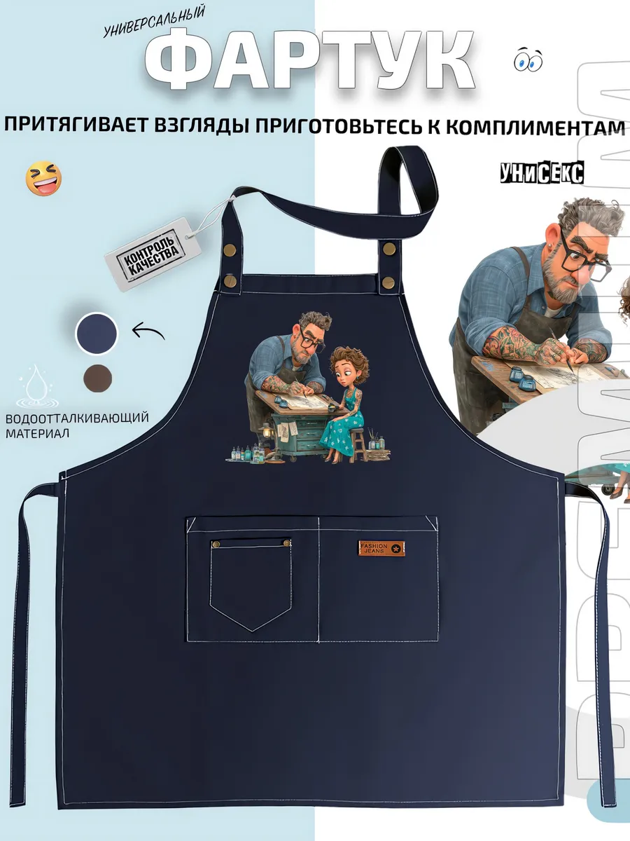 Фартук татуировщик и девушка в тату салоне