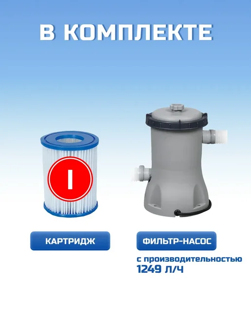 Бассейн каркасный круглый с фильтр-насосом 6473 л, 6473 л, фото 2