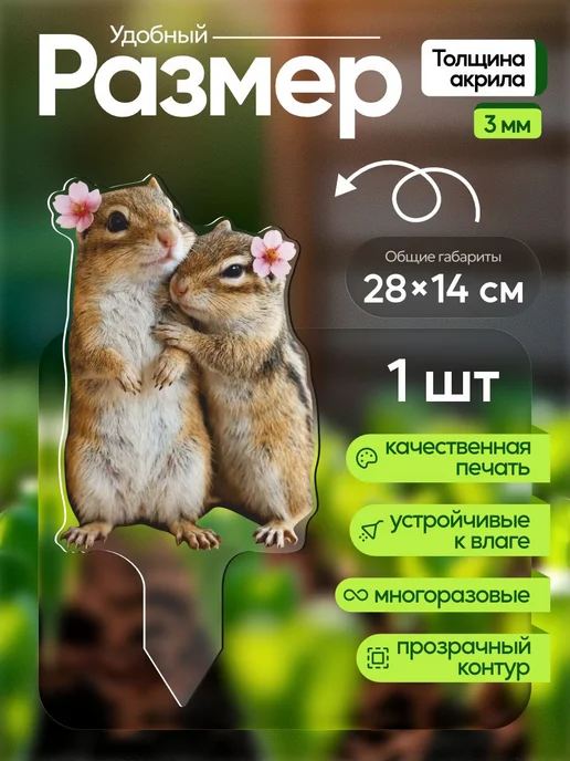 NEW! 2 плюс 1 Садовая фигурка, топпер Парочка бурундуков, белый, фото 2