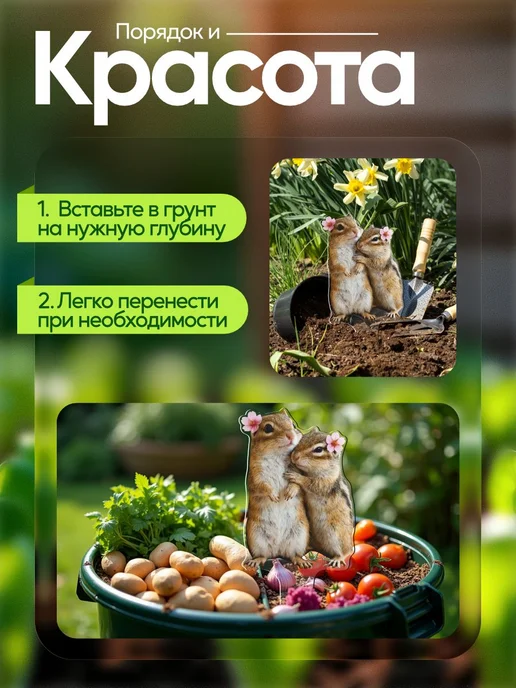 NEW! 2 плюс 1 Садовая фигурка, топпер Парочка бурундуков, белый, фото 4