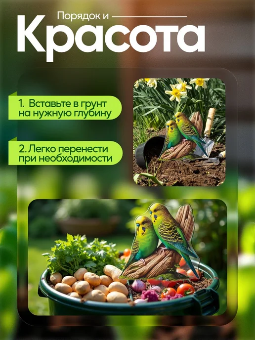 productiON Садовая фигурка, топпер Парочка волнистых попугайчиков, белый, фото 4