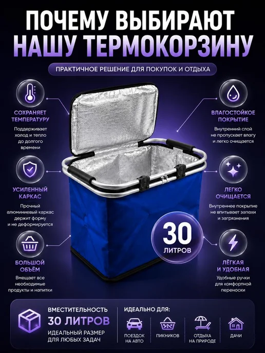 МирПло89 Термосумка складная 30л с алюминиевой фольгой, 30 л, фото 2