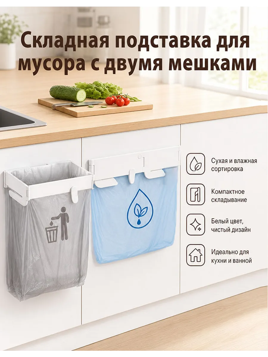 Складная настенная подставка для мусора