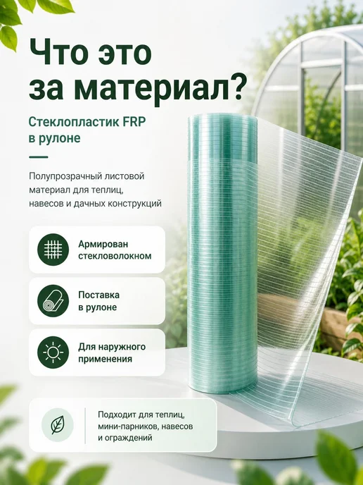 Нет бренда Стеклопластик FRP для теплицы в рулоне, армированный стеклов, в упаковке 5 кг, фото 2